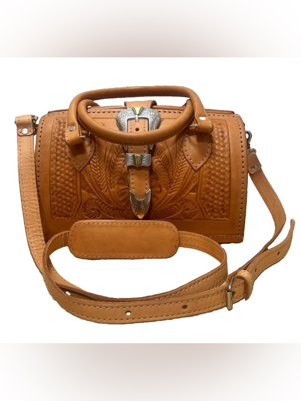 Handmade Leather Western Satchel Brown Medium Sized